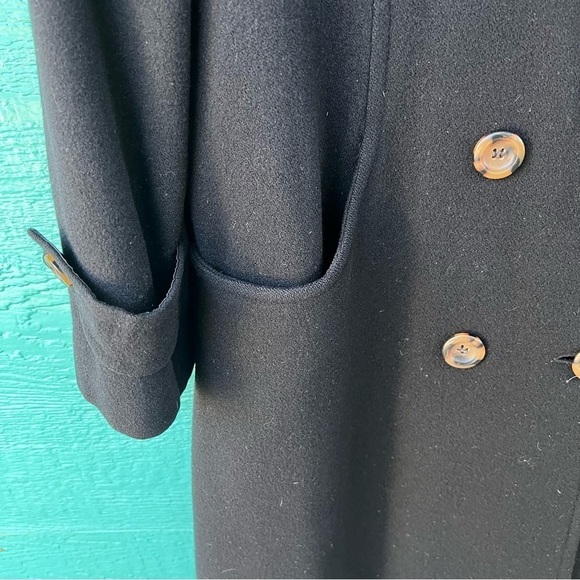 DONNYBROOK VINTAGE 100% WOOL BLACK MIDI PEACOAT TRENCH COAT SIZE 12 EUC - Picture 4 of 7